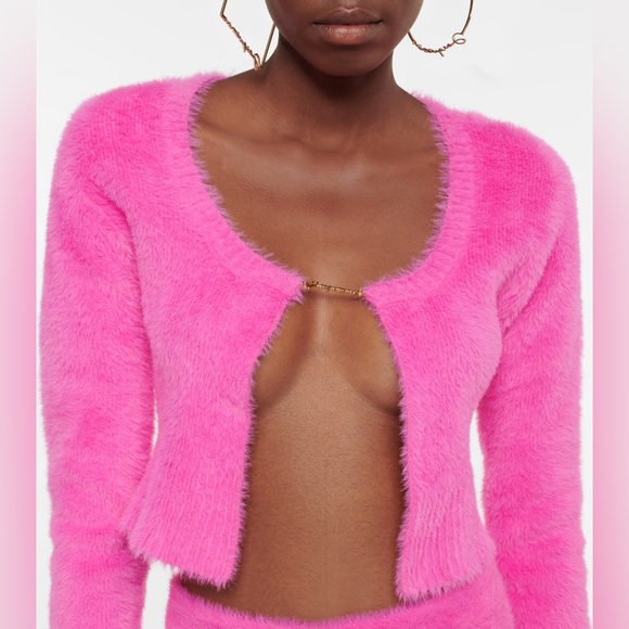 JACQUEMUS La Maille Neve cropped cardigan Pink size 36 NWOT - Picture 1 of 5